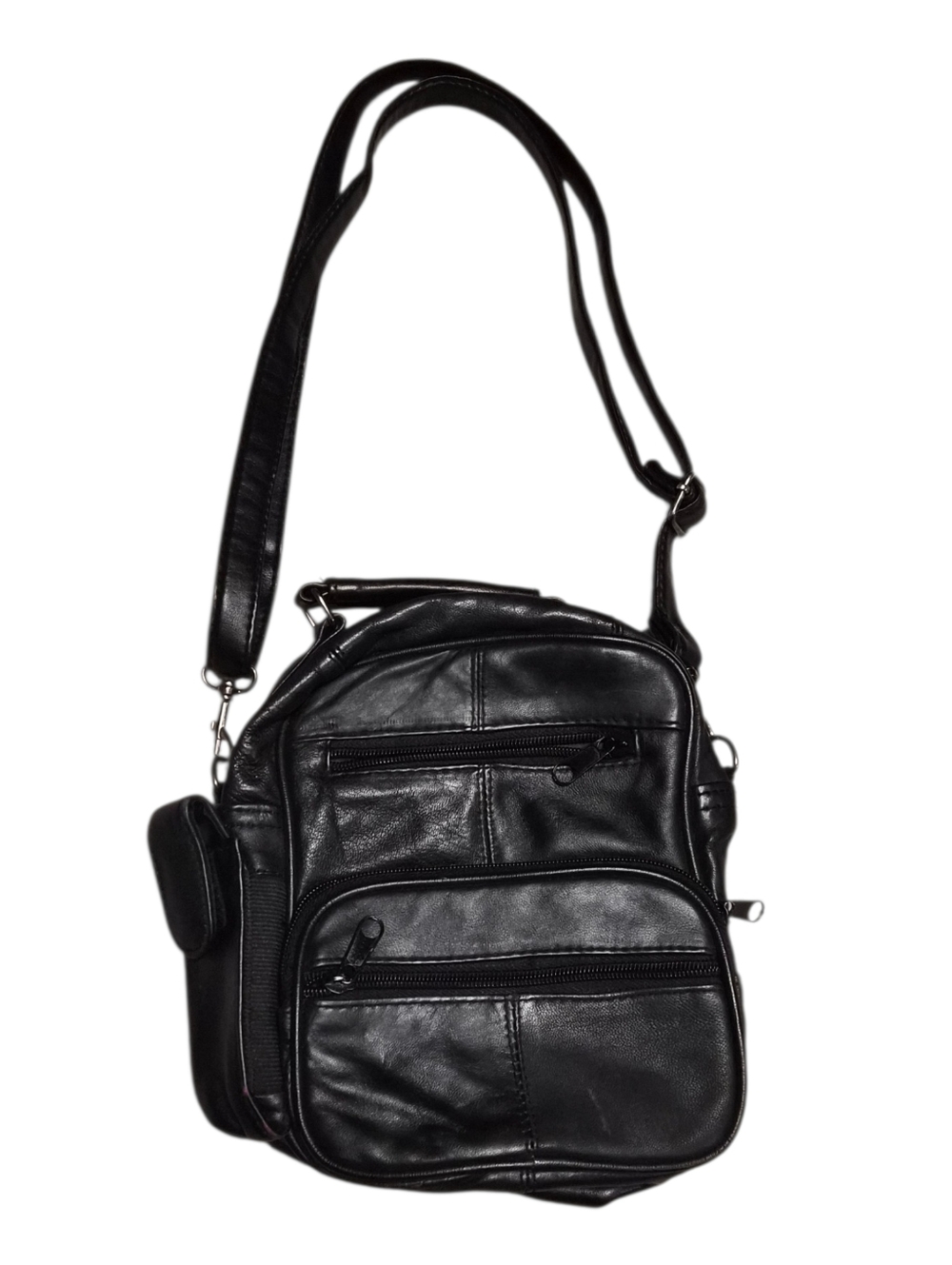 Black Crossbody Bag Multi Pocket Organizer Shoulder Purse Faux Leather